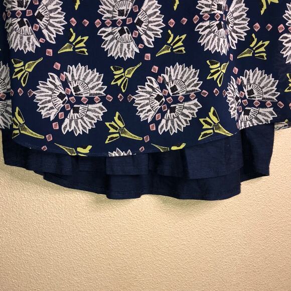 Anthropologie Meadow Rue Cottagecore Boho Hippie Blue Graphic Floral Summer Top - Picture 2 of 8